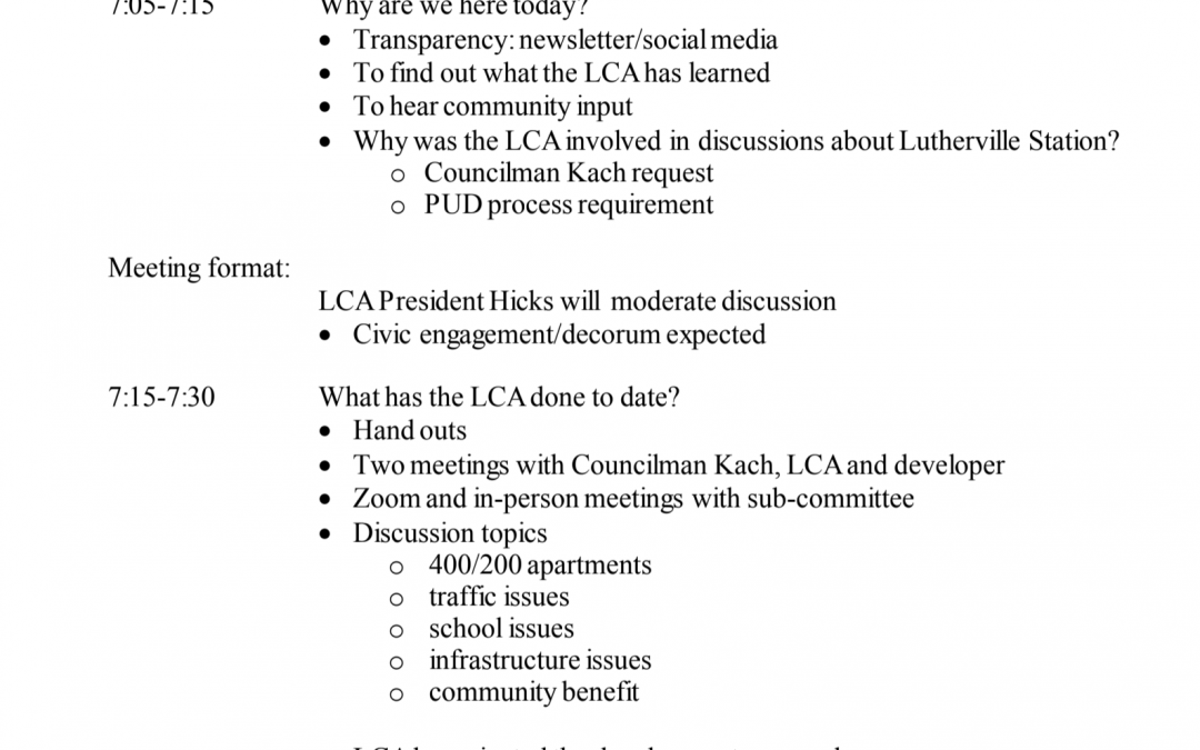 LCA – General Meeting Agenda